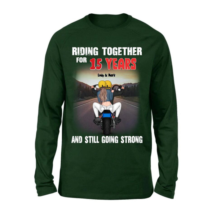 Personalized Biker Shirt/ Hoodie - Biker/ Couple/ Christmas Gift Idea - Riding Together For 15 Years And Still Going Strong