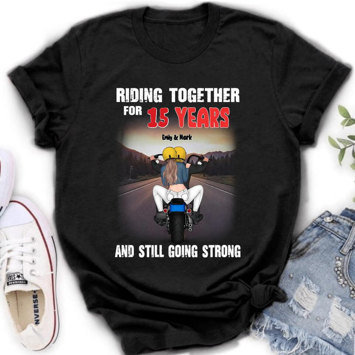 Personalized Biker Shirt/ Hoodie - Biker/ Couple/ Christmas Gift Idea - Riding Together For 15 Years And Still Going Strong