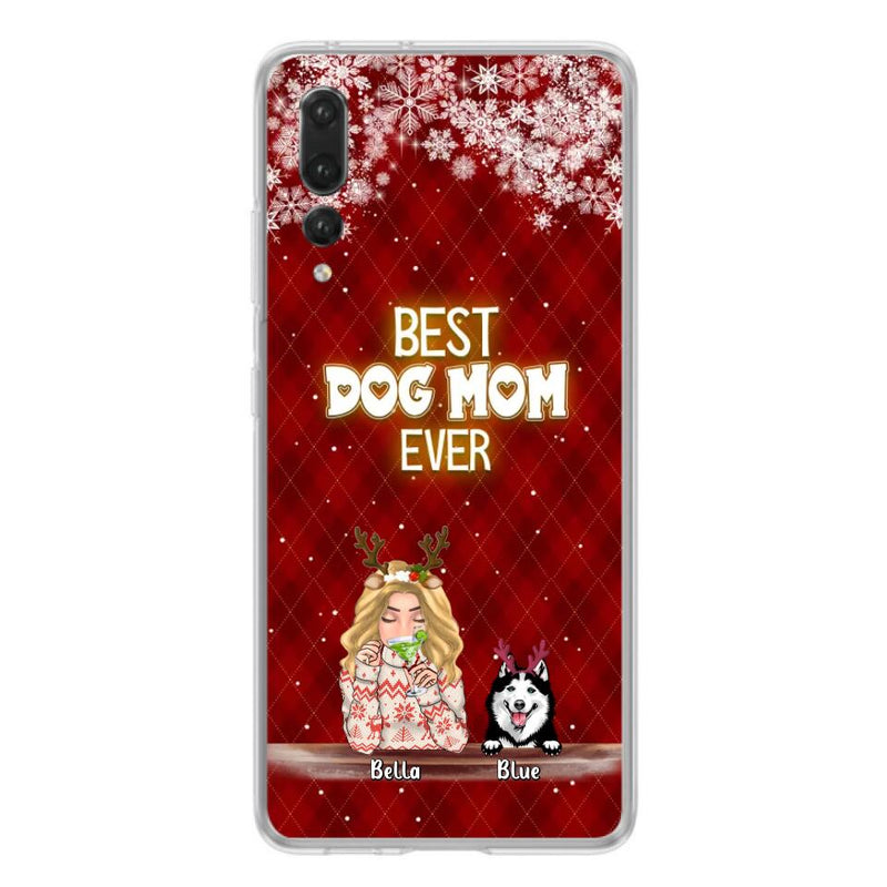 Personalized Christmas Dog Mom Phone Case - Up to 5 Dogs - Christmas Gift Idea For Dog Mom/ Dog Lover - Best Dog Mom Ever - Case For Xiaomi, Oppo And Huawei