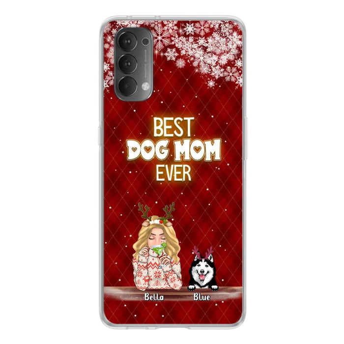 Custom Personalized Christmas Dog Mom Phone Case - Upto 5 Dogs - Christmas Gift Idea For Dog Mom/ Dog Lover - Best Dog Mom Ever - Case For Xiaomi, Oppo And Huawei