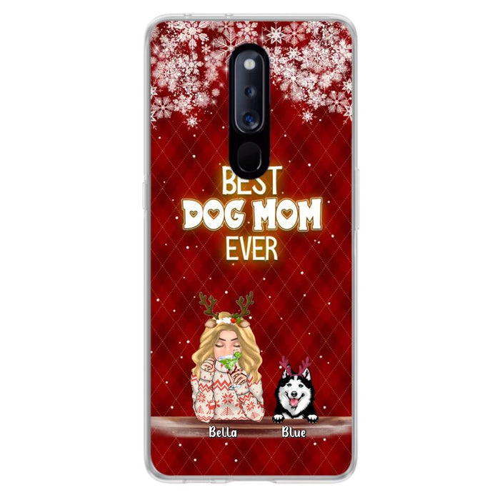 Custom Personalized Christmas Dog Mom Phone Case - Upto 5 Dogs - Christmas Gift Idea For Dog Mom/ Dog Lover - Best Dog Mom Ever - Case For Xiaomi, Oppo And Huawei