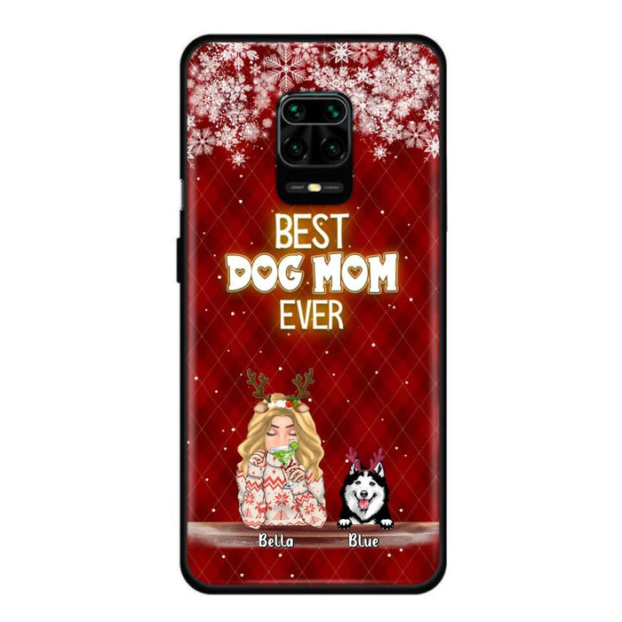 Custom Personalized Christmas Dog Mom Phone Case - Upto 5 Dogs - Christmas Gift Idea For Dog Mom/ Dog Lover - Best Dog Mom Ever - Case For Xiaomi, Oppo And Huawei