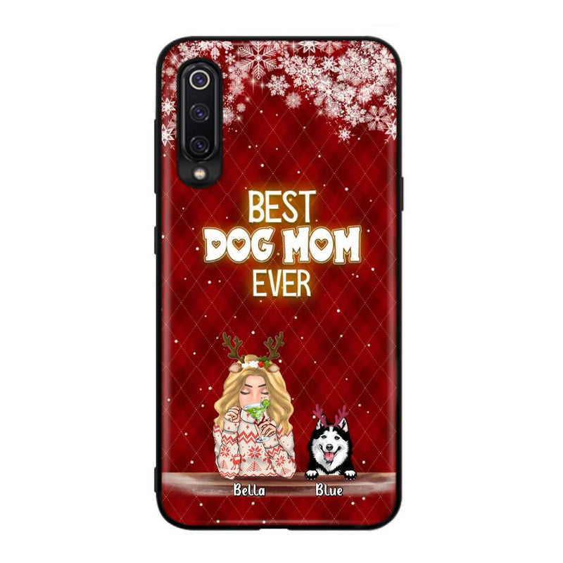 Personalized Christmas Dog Mom Phone Case - Up to 5 Dogs - Christmas Gift Idea For Dog Mom/ Dog Lover - Best Dog Mom Ever - Case For Xiaomi, Oppo And Huawei