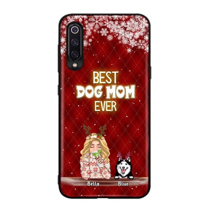 Custom Personalized Christmas Dog Mom Phone Case - Upto 5 Dogs - Christmas Gift Idea For Dog Mom/ Dog Lover - Best Dog Mom Ever - Case For Xiaomi, Oppo And Huawei