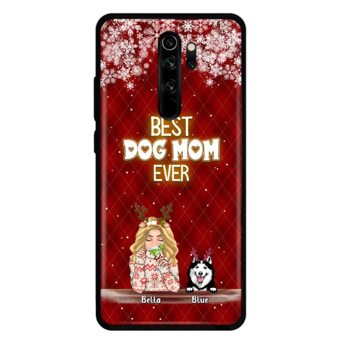 Custom Personalized Christmas Dog Mom Phone Case - Upto 5 Dogs - Christmas Gift Idea For Dog Mom/ Dog Lover - Best Dog Mom Ever - Case For Xiaomi, Oppo And Huawei