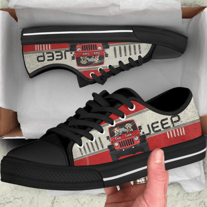 Custom Personalized Off-road & Dogs Sneakers - Gift for Off-road Lovers, Dog Lovers - Up to 2 Dogs