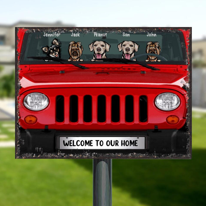 Custom Personalized Dog & Off-road Metal Sign - Up to 5 Dogs - Best Gift For Dog Lovers