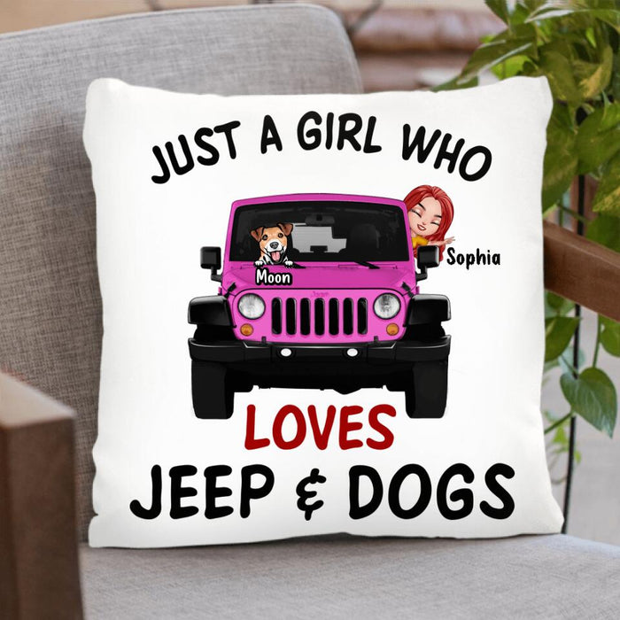 Custom Personalized Dog Mom & Off-road Pillow Cover - Up to 5 Dogs - Best Gift For Dog Lovers/Mother's Day - Just A Girl