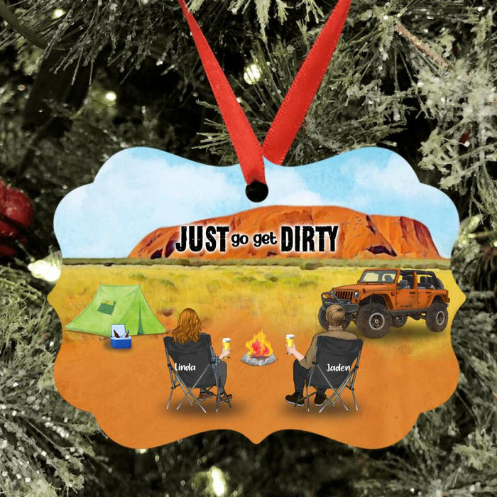 Custom Personalized Offroads SUVs Ornament - Couple With Upto 3 Pets - Gift for Couple, Off-road Lovers