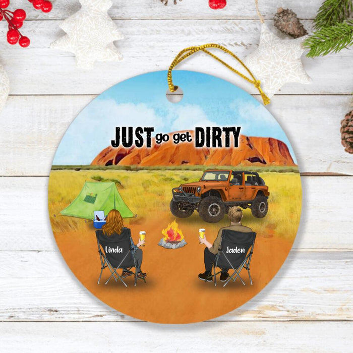 Custom Personalized Offroads SUVs Ornament - Couple With Upto 3 Pets - Gift for Couple, Off-road Lovers