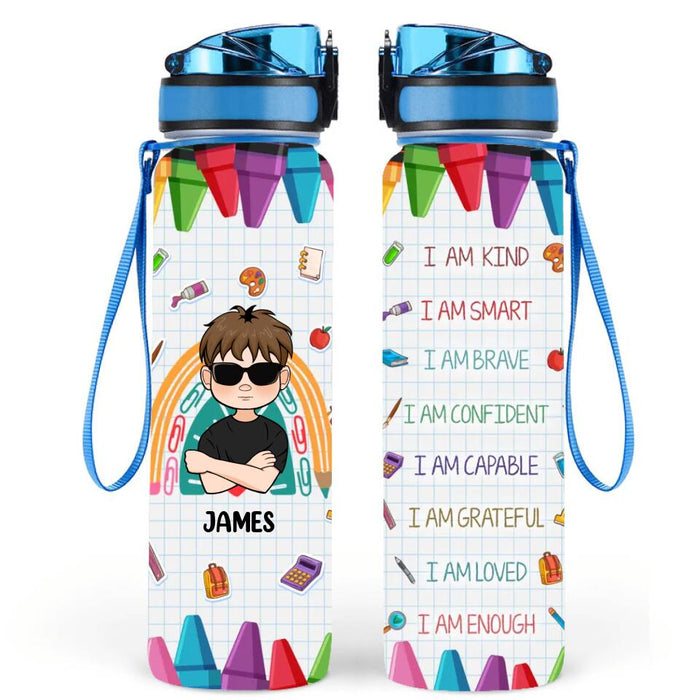 Custom Personalized Back To School Bottle Tracker - Gift Idea For Student/ Son/ Daughter - I Am Kind, I Am Smart