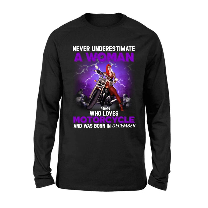 Custom Personalized Biker Girl T-shirt - Gift Idea For Motorcycle Lovers - Never Underestimate A Woman Who Loves Motorcycle And Was Born In December