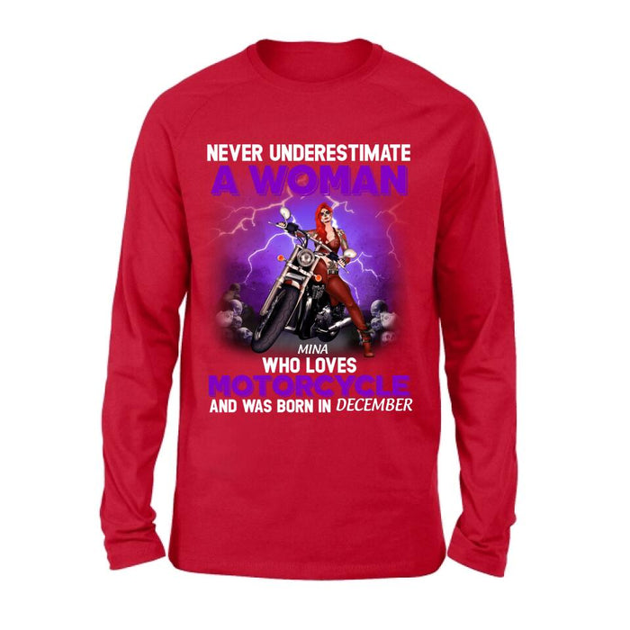 Custom Personalized Biker Girl T-shirt - Gift Idea For Motorcycle Lovers - Never Underestimate A Woman Who Loves Motorcycle And Was Born In December