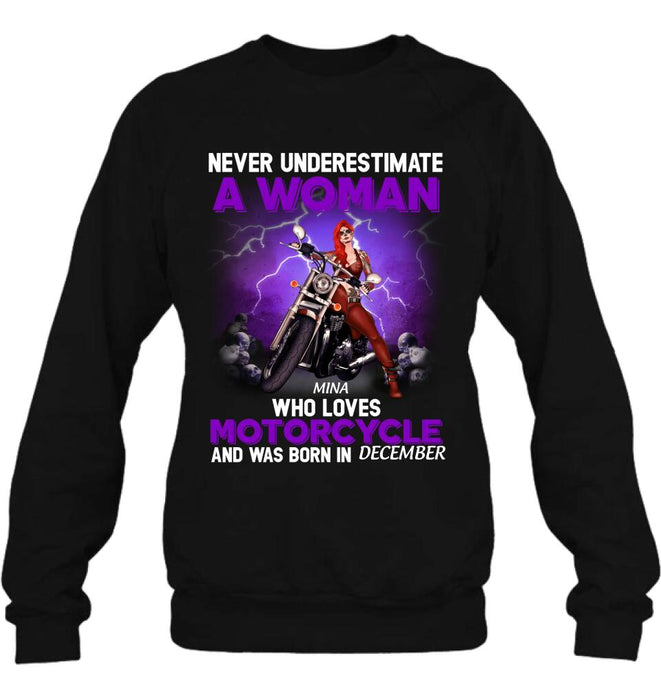 Custom Personalized Biker Girl T-shirt - Gift Idea For Motorcycle Lovers - Never Underestimate A Woman Who Loves Motorcycle And Was Born In December