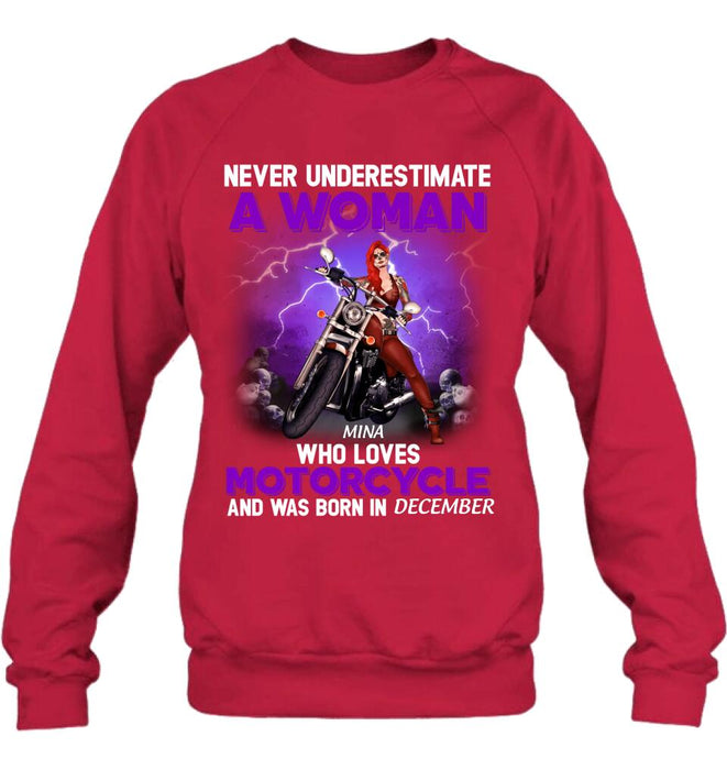 Custom Personalized Biker Girl T-shirt - Gift Idea For Motorcycle Lovers - Never Underestimate A Woman Who Loves Motorcycle And Was Born In December