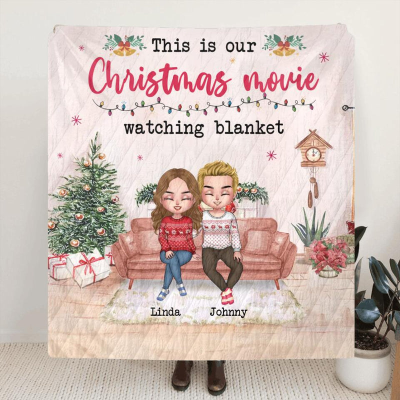 Personalized Christmas Couple Fleece Throw Blanket/Quilt - Gift Idea For Couple/Christmas - Up To 4 Dogs - This Is Christmas Movie Watching Blanket