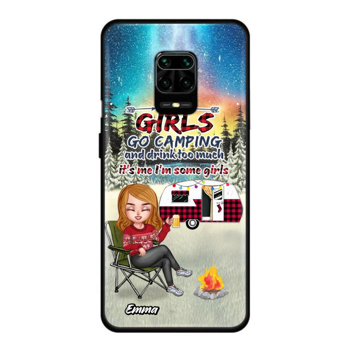 Personalized Xmas Camping Girl Phone Case - Christmas Gift For Camping Lover - Upto 3 Dogs - Some Girls Go Camping And Drink Too Much - Case For Xiaomi, Oppo And Huawei