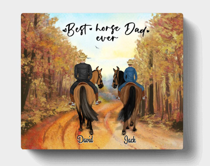 Custom Personalized Riding Horse Canvas Gift For Father's Day From Daughter and Son - Best Horse Dad Ever