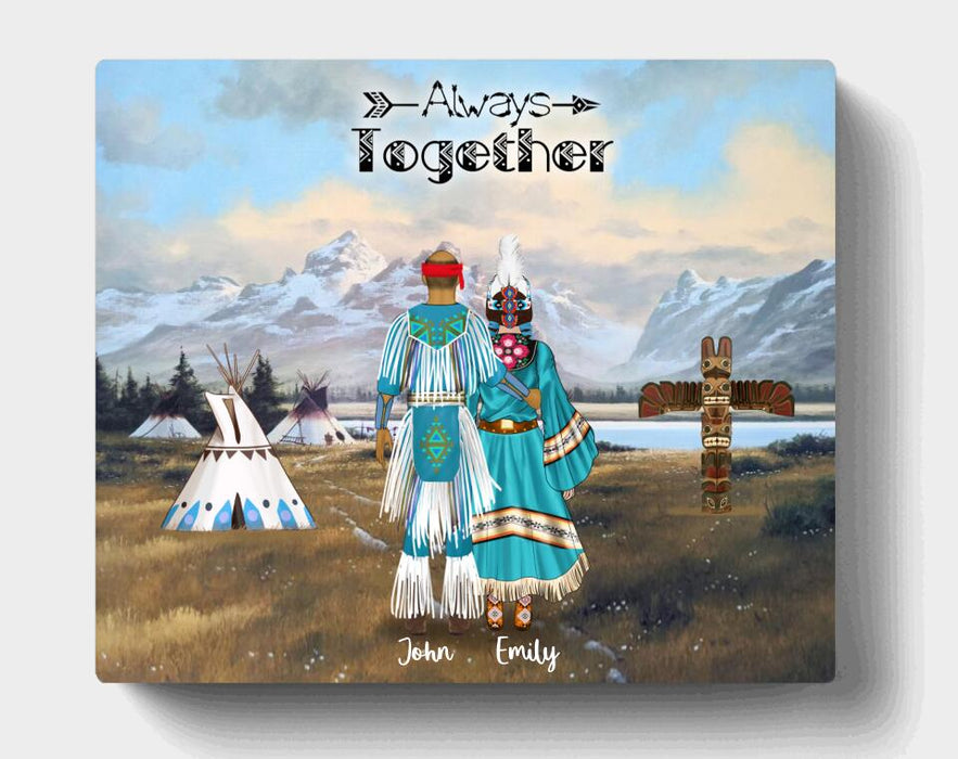 Personalized Native American Canvas - Gift Idea For The Whole Family - Couple/Parents & Upto 2 Kids Native American - Always Together