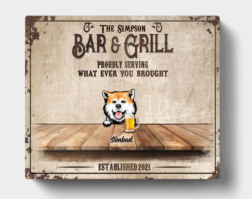 Custom Personalized Grilling Canvas - Up to 6 Dogs - Family Name - 856IAJ
