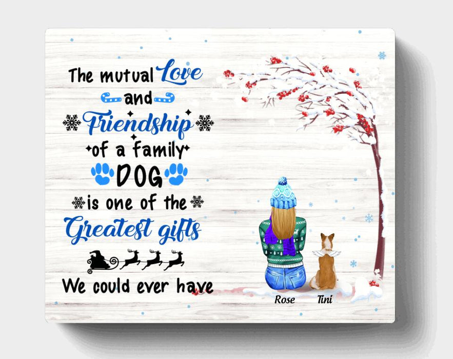 Custom Personalized Memorial Dog Winter Canvas - Mom With Upto 4 Dogs - Best Gift For Dog Lover - 8ALLOF