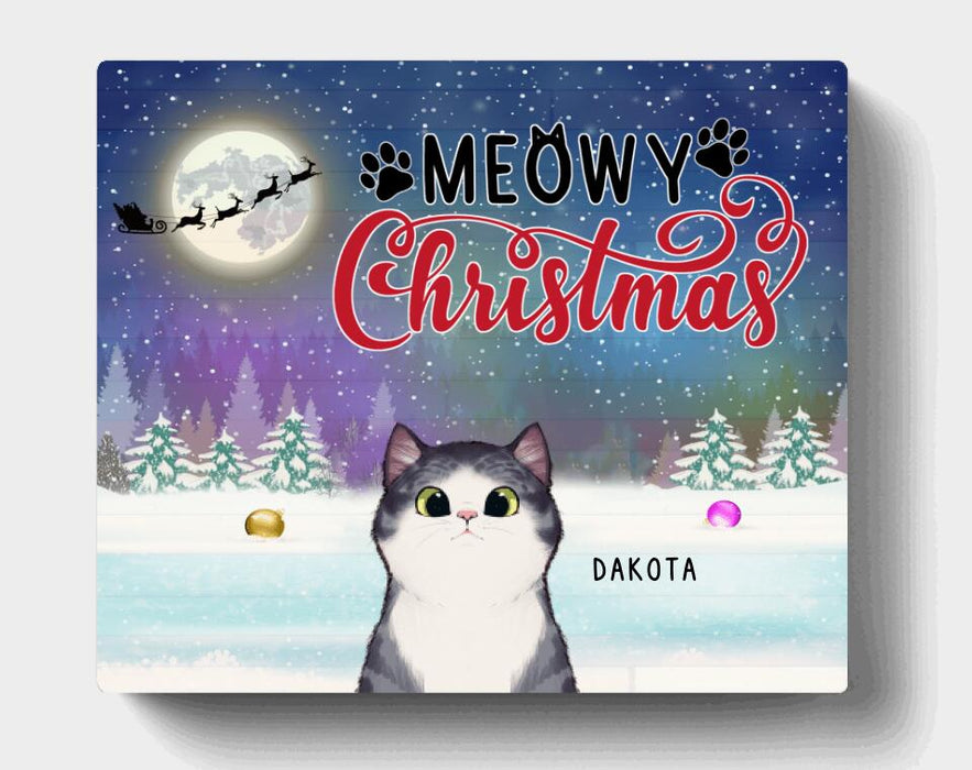Custom Personalized Christmas Pet Canvas - Upto 3 Cats/ Dogs - Christmas Gift For Cat/ Dog Lover - Meowy Christmas