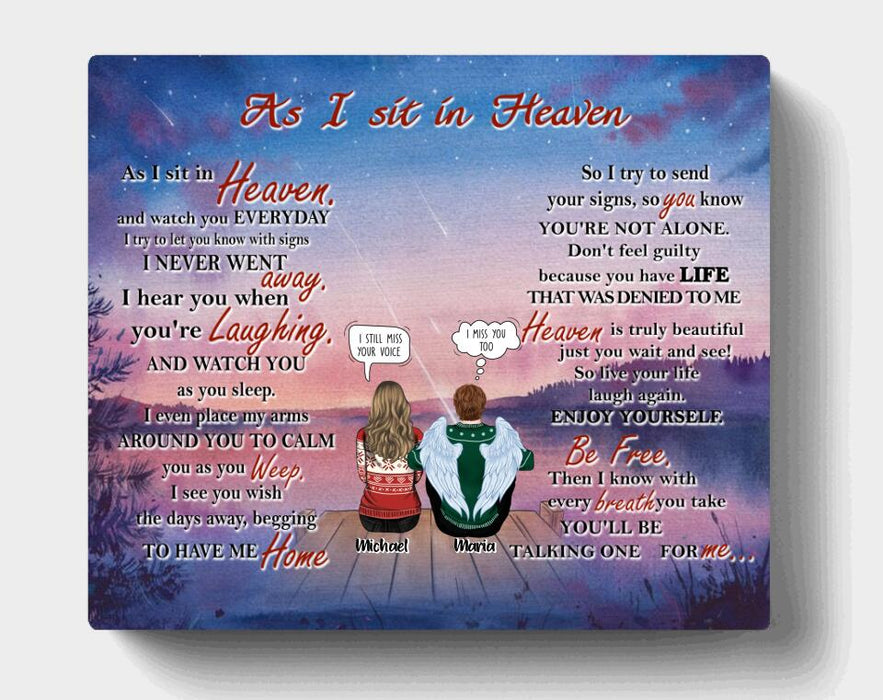 Custom Personalized Memorial Canvas - Up to 4 People & 2 Pets - As I Sit In Heaven