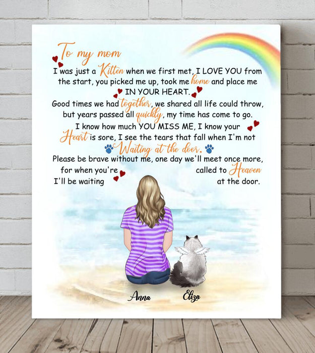 Custom Personalized Memorial Cat Canvas - Single Parent With Upto 4 Cats- Memorial Gift For Cats Lovers - M04NKJ