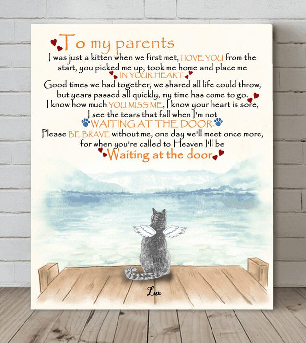 Custom Personalized Memorial Cat Canvas - Parents With Upto 6 Cats- Memorial Gift For Cats Lovers - M04NKJ
