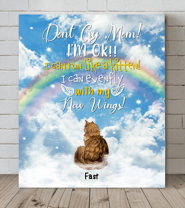 Custom Personalized Cat Canvas - Upto 5 Cats - Gift For Cat Lover - Don't Cry, Mom