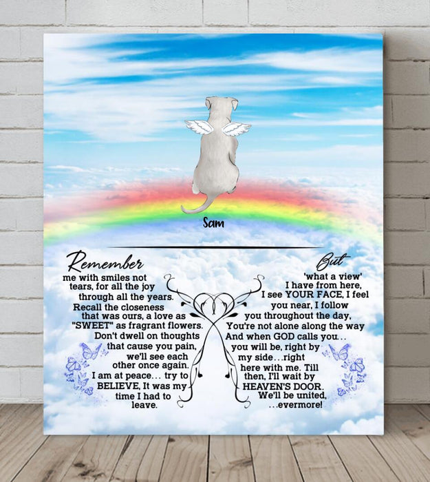 Custom Personalized Memorial Pets Canvas - Upto 5 Pets - Memorial Gift For Dog Lovers/Cat Lovers - Remember me with smiles not tears- AXSIO5