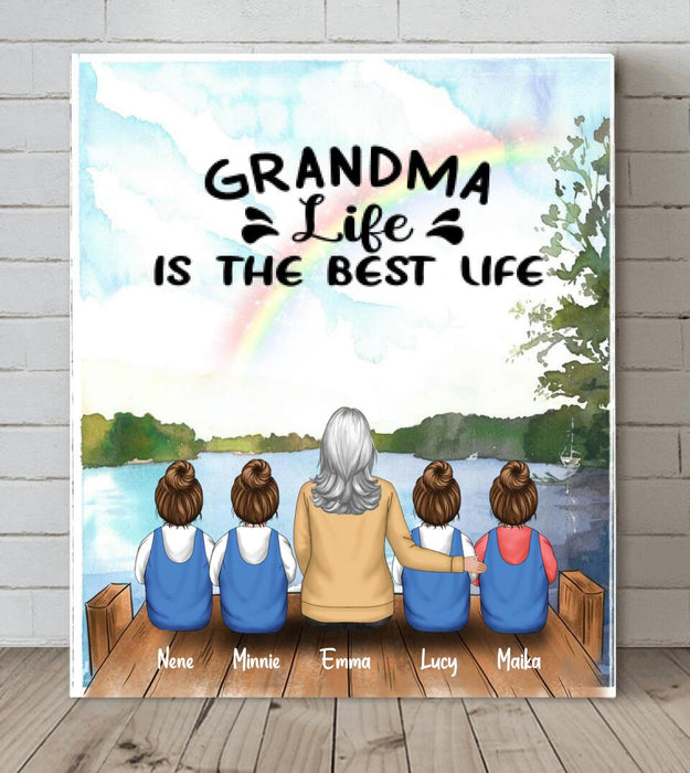 Custom Personalized Grandma Canvas - Upto 4 Kids - Best Gift For Baby - Grandma Life Is The Best Life
