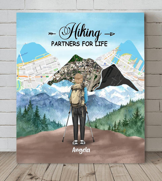 Custom Personalized Hiking Canvas - Adult/ Couple/ Parents With Upto 3 Kids - Gift Idea For Hiking Lover - Hiking Partners For Life