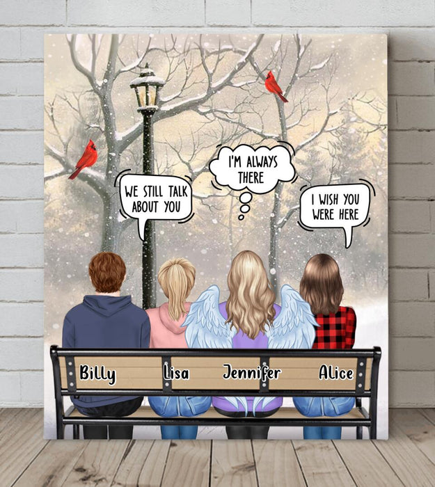 Custom Personalized Memorial Family Vertical Canvas - Daughters/ Sons With Mom/Dad - Memorial Gift For Family Members - We Still Talk About You