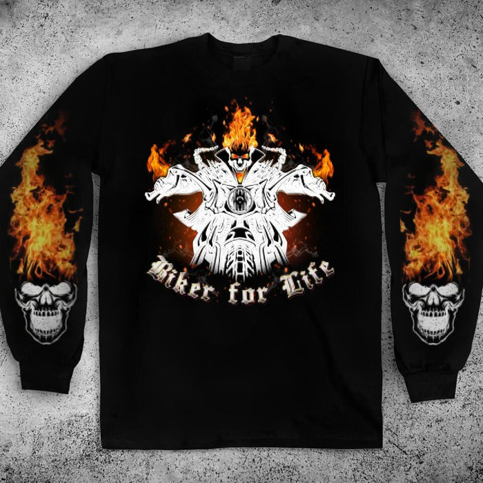 Custom Personalized Biker Double-Sided Printed Long Sleeve T-Shirt - Gift Idea For Bikers - Biker For Life