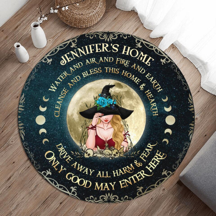Custom Personalized Witch Round Rug - Gift Idea For Halloween/Wicca Decor/Pagan Decor - Only Good May Enter Here