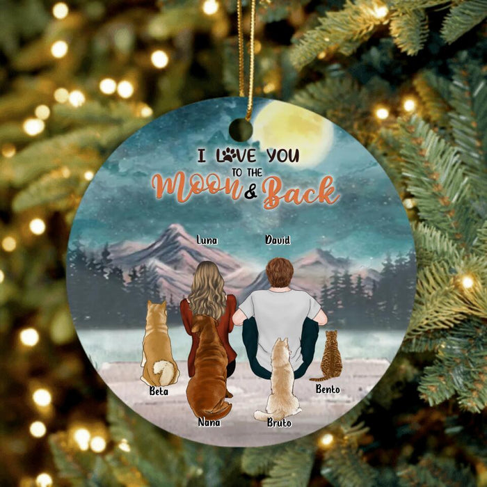 Custom Personalized Pet Mom/Pet Dad Christmas Ornament - Christmas Gift For Cat dog mom, Cat dog lovers, Cat/Dog Dad - Up to 5 Pets