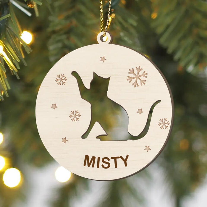 Custom Personalized Cat Wooden Ornament - Christmas Gift Idea For Cat Owner