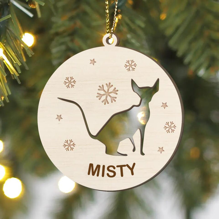 Custom Personalized Cat Wooden Ornament - Christmas Gift Idea For Cat Owner