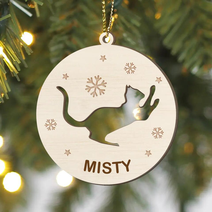 Custom Personalized Cat Wooden Ornament - Christmas Gift Idea For Cat Owner