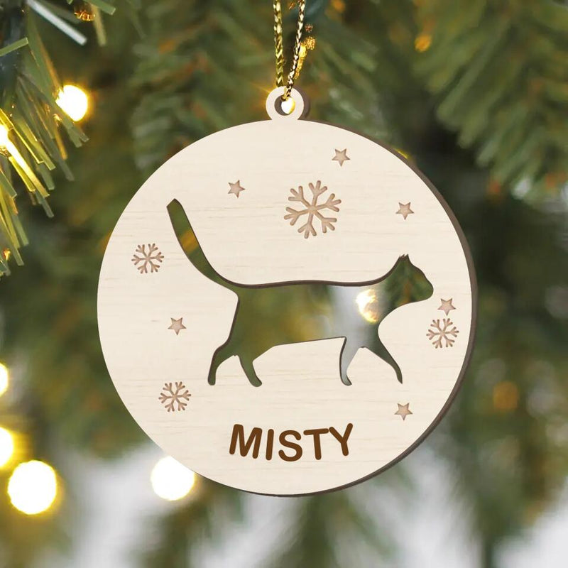 Custom Personalized Cat Wooden Ornament - Christmas Gift Idea For Cat Owner