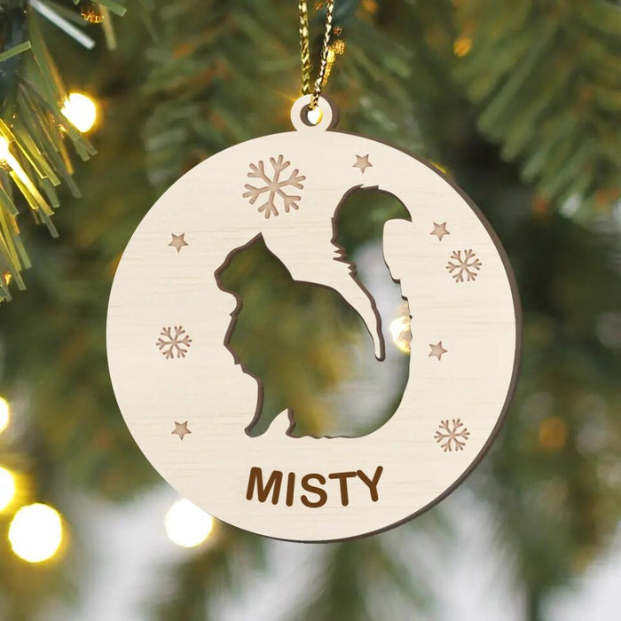 Custom Personalized Cat Wooden Ornament - Christmas Gift Idea For Cat Owner