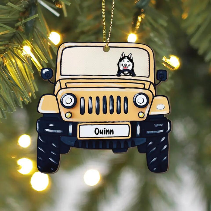 Custom Personalized Off-Road Wooden Ornament - Upto 4 Pets - Christmas Gift idea for Dog/Cat/Off-road Lovers