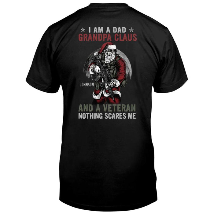 Custom Personalized Veteran Christmas T-Shirt - Christmas Gift Idea For Dad/Grandpa/Veteran - I Am A Dad Grandpa Claus And A Veteran