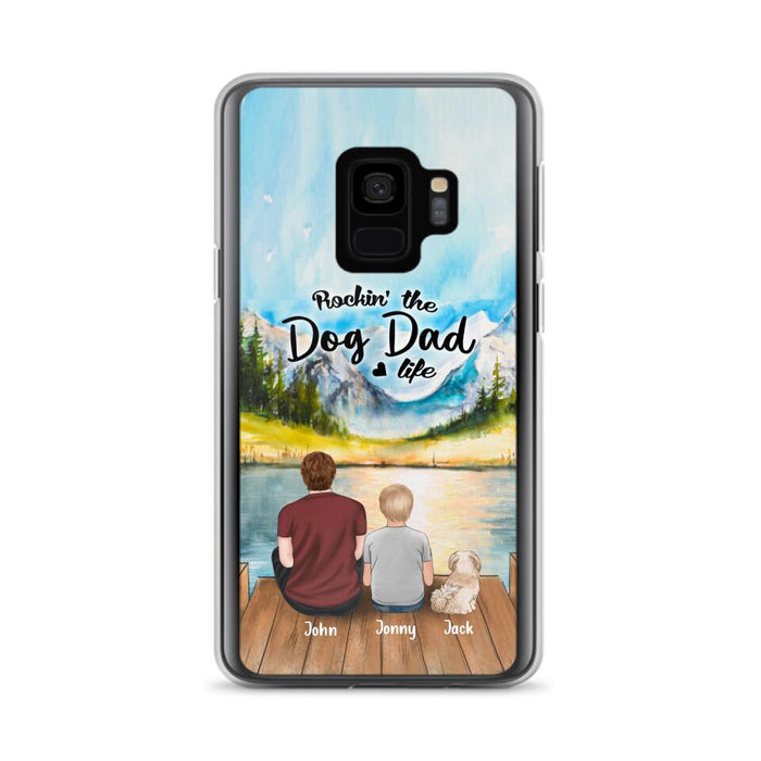 Custom Personalized Dog Mom/Dog Dad Phone Case - Single Mom/Single Dad with 1 Kid and 2 Pets - iPhone and Samsung Cases