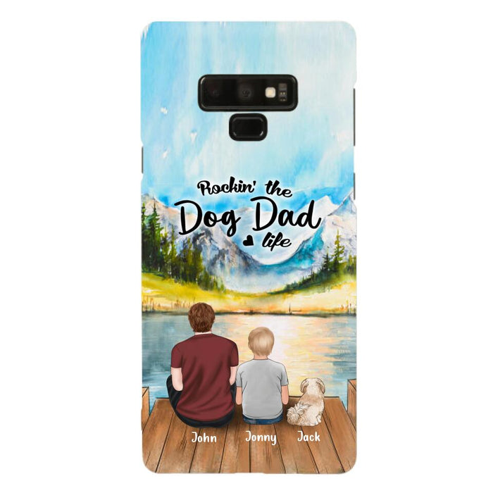 Custom Personalized Dog Mom/Dog Dad Phone Case - Single Mom/Single Dad with 1 Kid and 2 Pets - iPhone and Samsung Cases