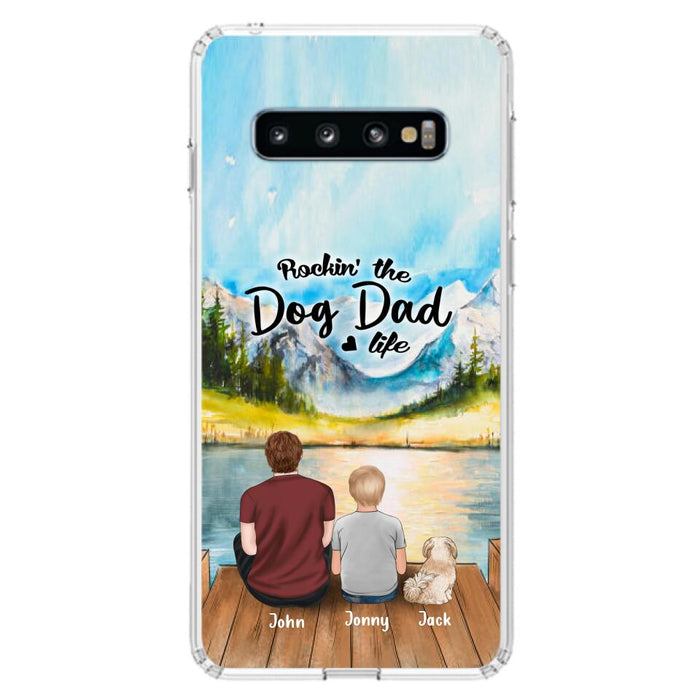 Custom Personalized Dog Mom/Dog Dad Phone Case - Single Mom/Single Dad with 1 Kid and 2 Pets - iPhone and Samsung Cases