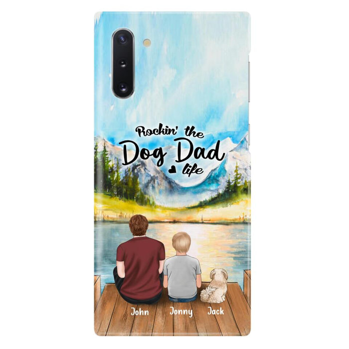 Custom Personalized Dog Mom/Dog Dad Phone Case - Single Mom/Single Dad with 1 Kid and 2 Pets - iPhone and Samsung Cases