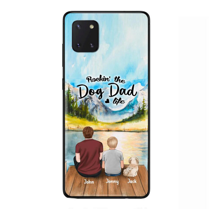 Custom Personalized Dog Mom/Dog Dad Phone Case - Single Mom/Single Dad with 1 Kid and 2 Pets - iPhone and Samsung Cases