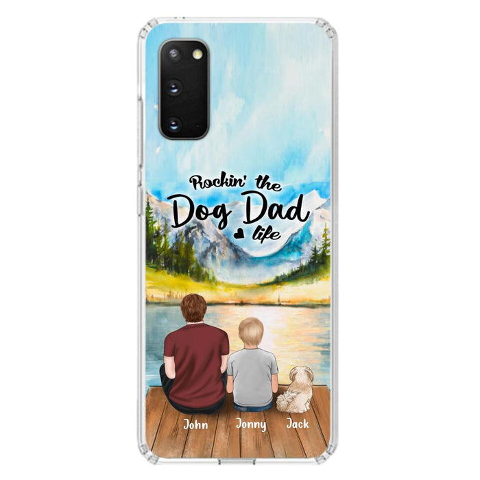 Custom Personalized Dog Mom/Dog Dad Phone Case - Single Mom/Single Dad with 1 Kid and 2 Pets - iPhone and Samsung Cases